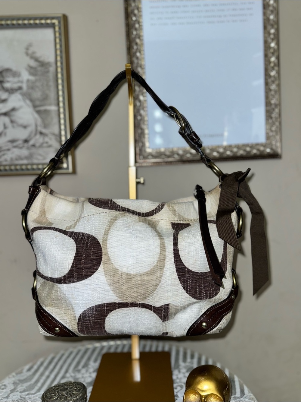 Coach Carly Brown & Cream medium / price firm